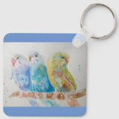Australian Birds Budgie Waterverf Art Key Ring Sleutelhanger (Achterkant)