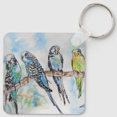Australian Birds Budgie Waterverf Art Key Ring Sleutelhanger (Achterkant)