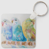 Australian Birds Budgie Waterverf Art Key Ring Sleutelhanger (Achterkant)