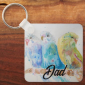 Australian Birds Budgie Waterverf Art Key Ring Sleutelhanger (Voorkant)