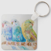 Australian Birds Budgie Waterverf Art Key Ring Sleutelhanger (Achterkant)