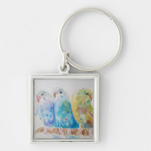 Australian Birds Budgie Waterverf Art Key Ring Sleutelhanger