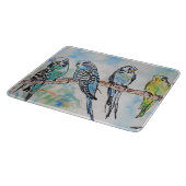 Australian Birds Budgie Waterverf Art Key Ring Snijplank (Hoek)