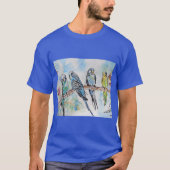 Australian Birds Budgie Waterverf Art Key Ring T-shirt (Voorkant)