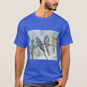 Australian Birds Budgie Waterverf Art Key Ring T-shirt