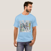 Australian Birds Budgie Waterverf Art Key Ring T-shirt (Voorkant volledig)