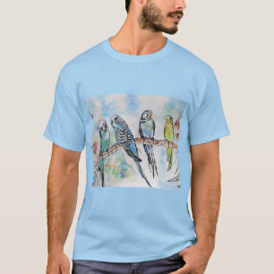 Australian Birds Budgie Waterverf Art Key Ring T-shirt