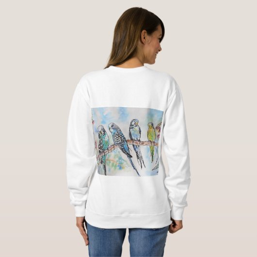 Australian Birds Budgie Waterverf Art Key Ring Trui (Achterkant volledig)