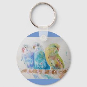 Australian Birds Budgie Waterverf Art Sleutelhanger