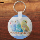 Australian Birds Budgie Waterverf Art Sleutelhanger (Voorkant)
