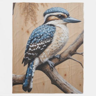 Australian Blue Kookaburra in een boom Wildlife Ar Fleece Deken
