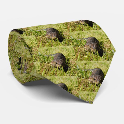 Australian Blue Tongue Stumpy Lizard Pattern Stropdas (Opgerold)