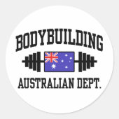 Australian Bodybuilder Ronde Sticker (Voorkant)