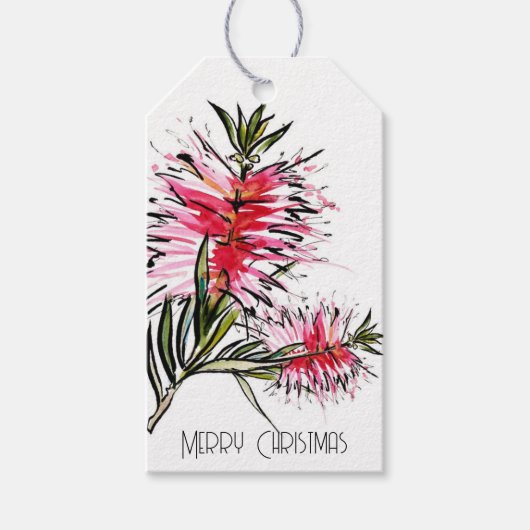 Australian Bottlebrush Christmas Gift Label Cadeaulabel (Voorkant)