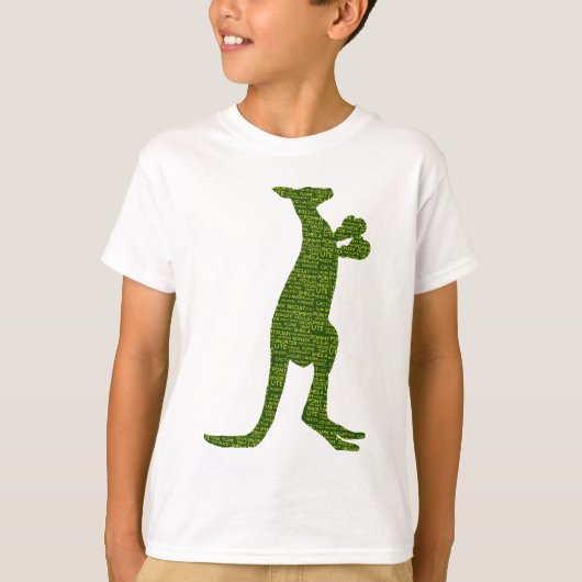 Australian Boxing Kangaroo met Slang Typografie T-shirt (Voorkant)