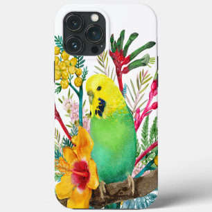 Australian Budgerigar Wildflower Bouquet iPhone 13 Pro Max Hoesje