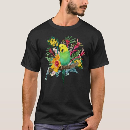 Australian Budgerigar Wildflower Bouquet T-shirt (Voorkant)