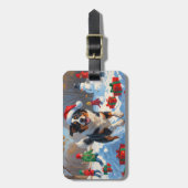 Australian Cattle Christmas Feestelijke Sneeuwscèn Bagagelabel (Voorkant verticaal)