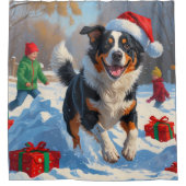 Australian Cattle Christmas Feestelijke Sneeuwscèn Douchegordijn (Voorkant)