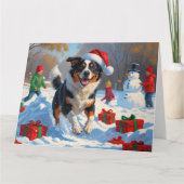 Australian Cattle Christmas Feestelijke Sneeuwscèn Kaart (Voorkant)