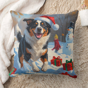 Australian Cattle Christmas Feestelijke Sneeuwscèn Kussen