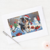Australian Cattle Christmas Feestelijke Sneeuwscèn Rechthoekige Sticker (Envelop)