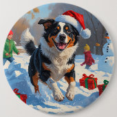 Australian Cattle Christmas Feestelijke Sneeuwscèn Ronde Button 6,0 Cm (Voorkant)