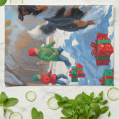 Australian Cattle Christmas Feestelijke Sneeuwscèn Theedoek (Gevouwen)