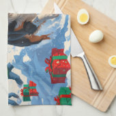 Australian Cattle Christmas Feestelijke Sneeuwscèn Theedoek (Quarter Fold)