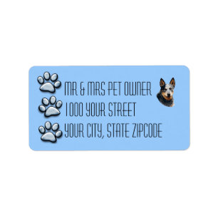 Australian Cattle Dog 3 Blue Pawprints Etiket
