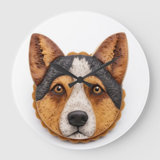 Australian Cattle Dog 3D geïnspireerd Grote Klok (Voorkant)