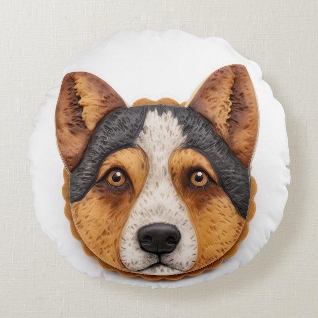 Australian Cattle Dog 3D geïnspireerd Rond Kussen (Voorkant)
