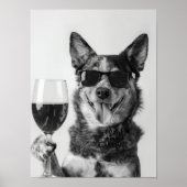 Australian Cattle Dog and Wine Wall Art, Black and Poster (Voorkant)