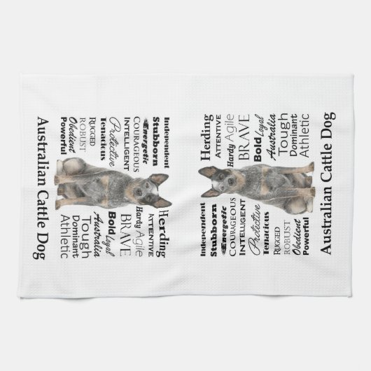 Australian Cattle Dog brengt keukenhanddoek (Horizontaal)
