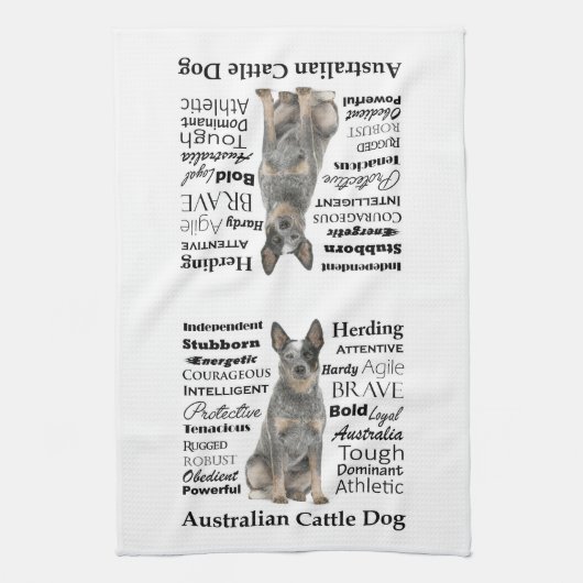 Australian Cattle Dog brengt keukenhanddoek (Verticaal)