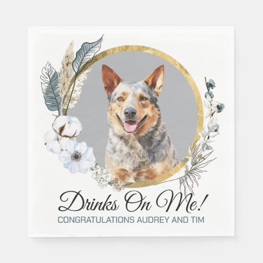 Australian Cattle Dog bruiloft servet met foto (Voorkant)