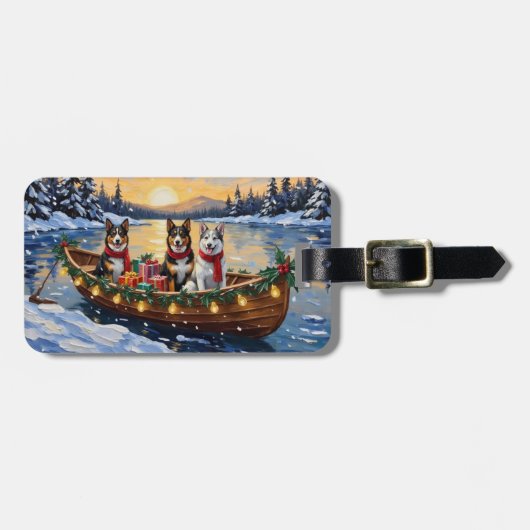 Australian Cattle Dog Christmas Boat Holiday Bagagelabel (Voorkant horizontaal)