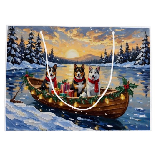 Australian Cattle Dog Christmas Boat Holiday Groot Cadeauzakje (Achterkant)