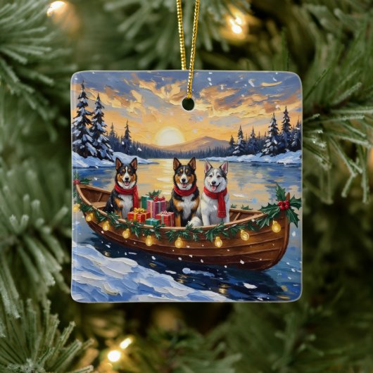 Australian Cattle Dog Christmas Boat Holiday Keramisch Ornament (Boom)