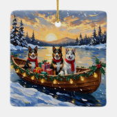 Australian Cattle Dog Christmas Boat Holiday Keramisch Ornament (Achterkant)