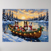 Australian Cattle Dog Christmas Boat Holiday Poster (Voorkant)