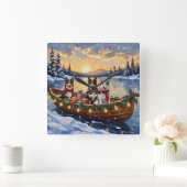 Australian Cattle Dog Christmas Boat Holiday Vierkante Klok (Huis)