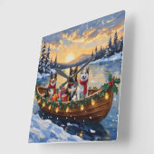 Australian Cattle Dog Christmas Boat Holiday Vierkante Klok (Hoek)