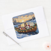 Australian Cattle Dog Christmas Boat Holiday Vierkante Sticker (Envelop)