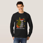Australian Cattle Dog Christmas Light Tree Santa T-shirt (Voorkant volledig)