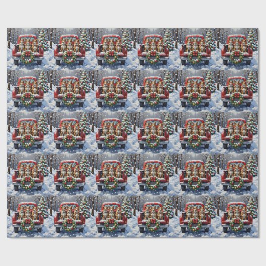 Australian Cattle Dog Christmas Red Truck Holiday Cadeaupapier (Vlak)