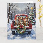 Australian Cattle Dog Christmas Red Truck Holiday Kaart (Gele Bloem)