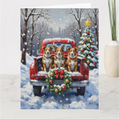 Australian Cattle Dog Christmas Red Truck Holiday Kaart (Voorkant)