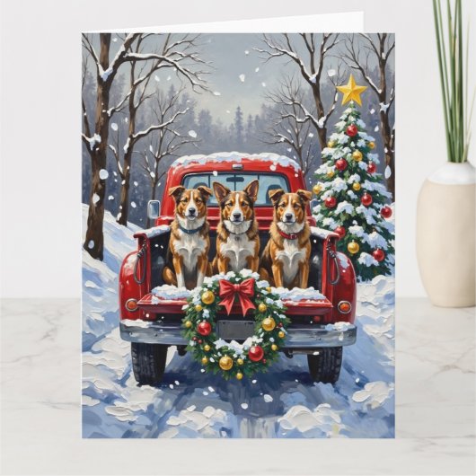 Australian Cattle Dog Christmas Red Truck Holiday Kaart (Voorkant)