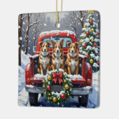 Australian Cattle Dog Christmas Red Truck Holiday Keramisch Ornament (Links)